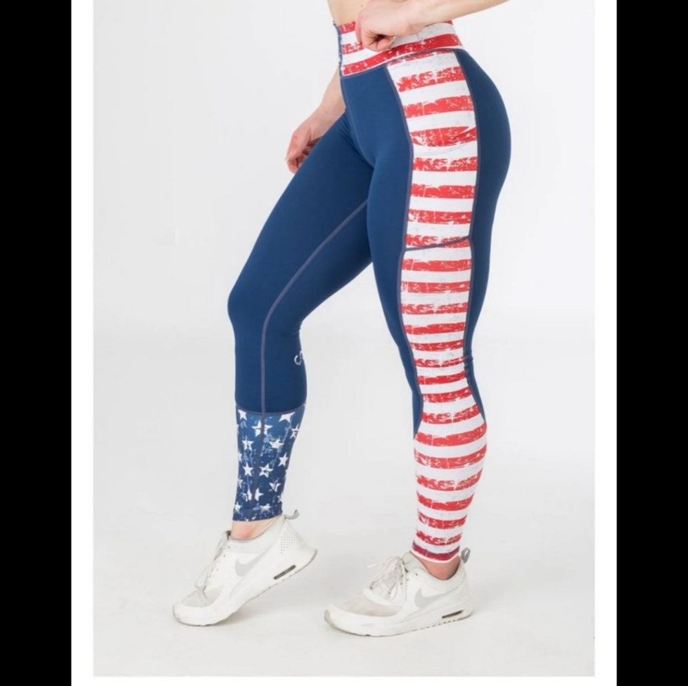 Stars and stipes legging by curves n combat boots